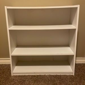 White sturdy bookshelf with removable shelves